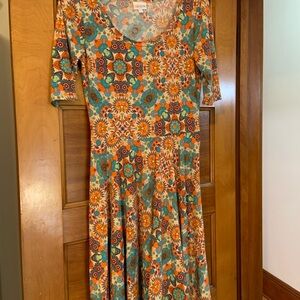 LuLaRoe Nicole Multicolor Floral Mid-Sleeve Dress